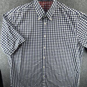 Paul & Shark Short Sleeve Button-Down Check Cotton 45 Blue Shirt Casual Men